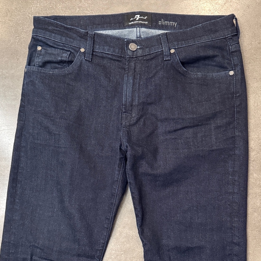 7 For All Mankind Luxe Performance Men's Deep Indigo Slimmy Jeans